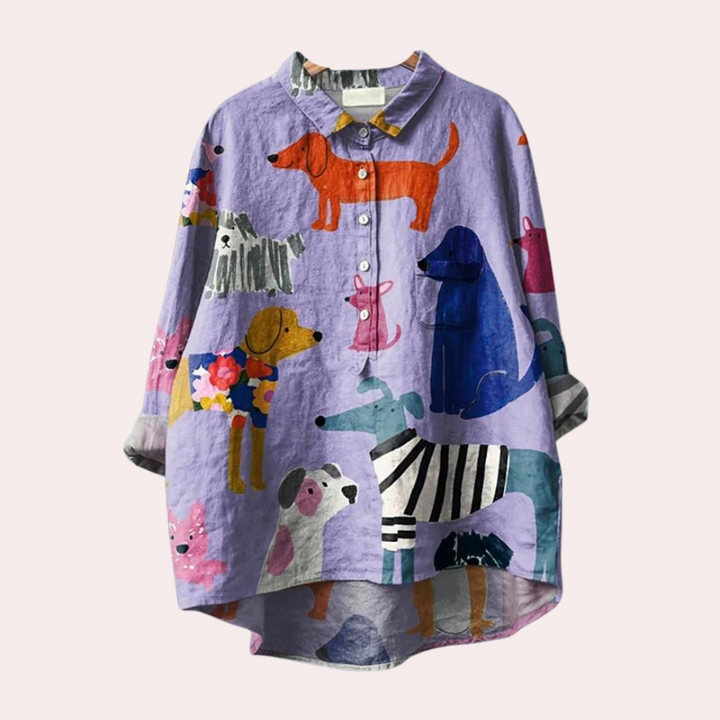 Women’s Casual Printed Shirt with Turn-Down Collar