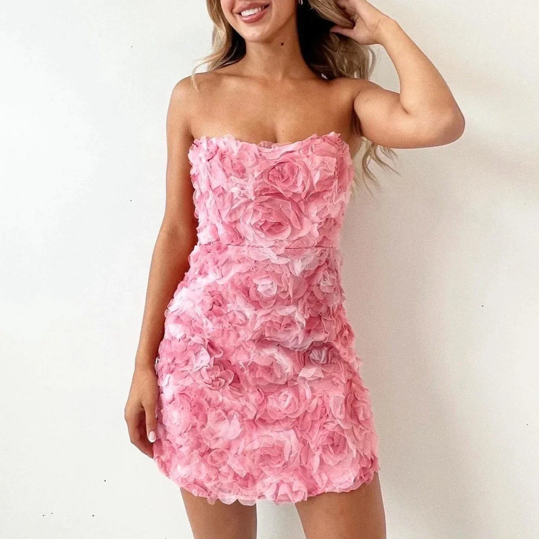 Nora | Women's Strapless Floral Pattern Dress