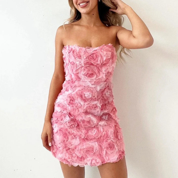Nora | Women's Strapless Floral Pattern Dress
