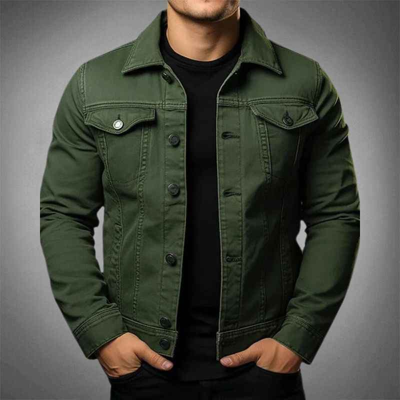 Men's Classic Denim Jacket Army Green