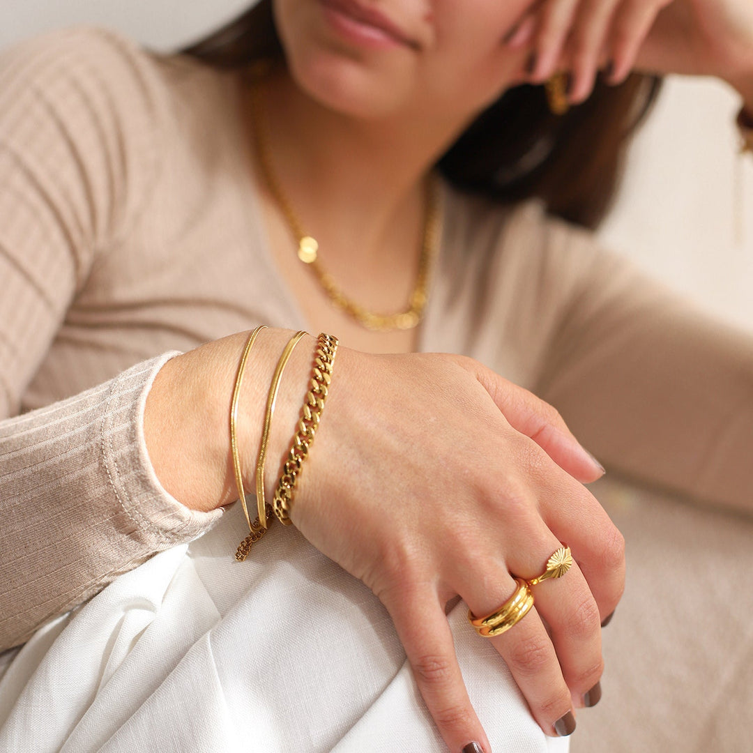 Yesminne | Women's Double Bracelet – Gold Waterproof Stainless Steel