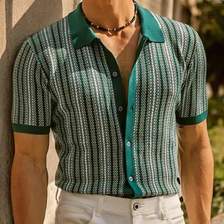 Men's Button Down Polo Shirt Green
