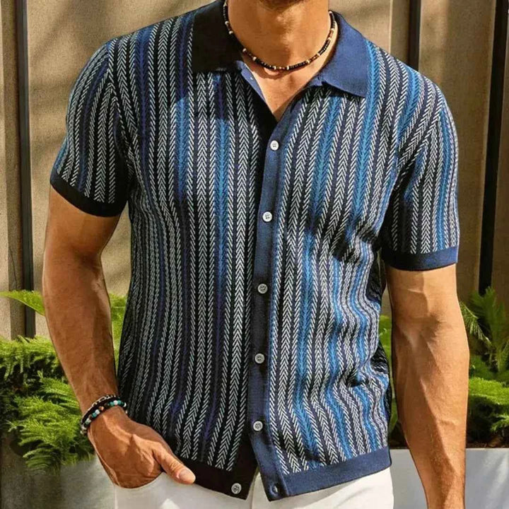 Men's Button Down Polo Shirt Navy