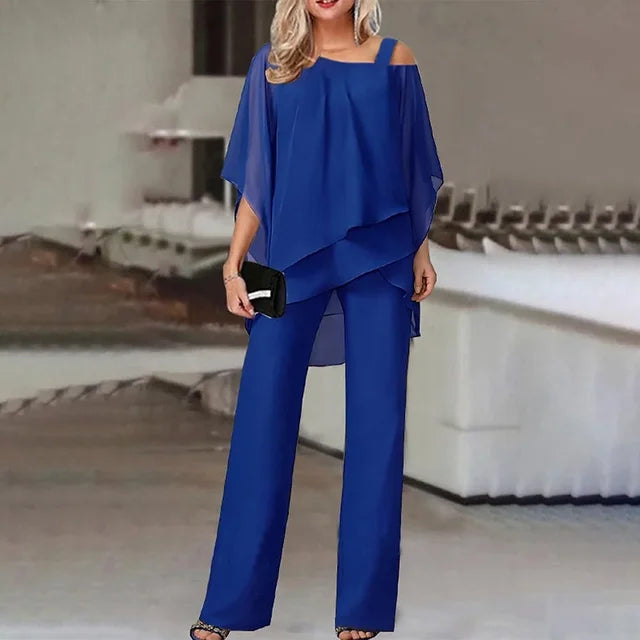 Chic Off-Shoulder Jumpsuit for Women Blue