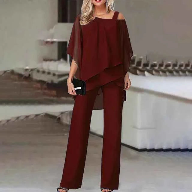 Chic Off-Shoulder Jumpsuit for Women Red