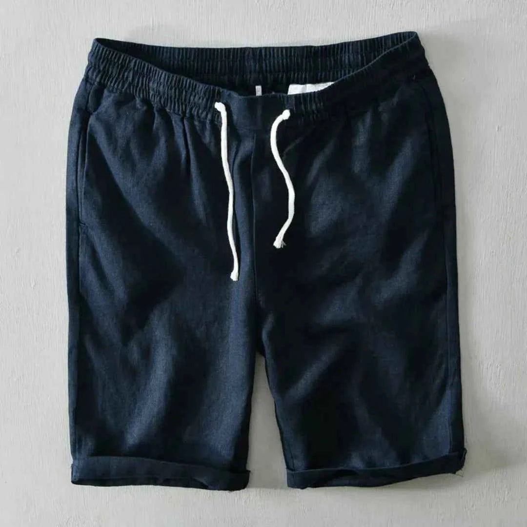 Men's Linen-Blend Drawstring Shorts Blue