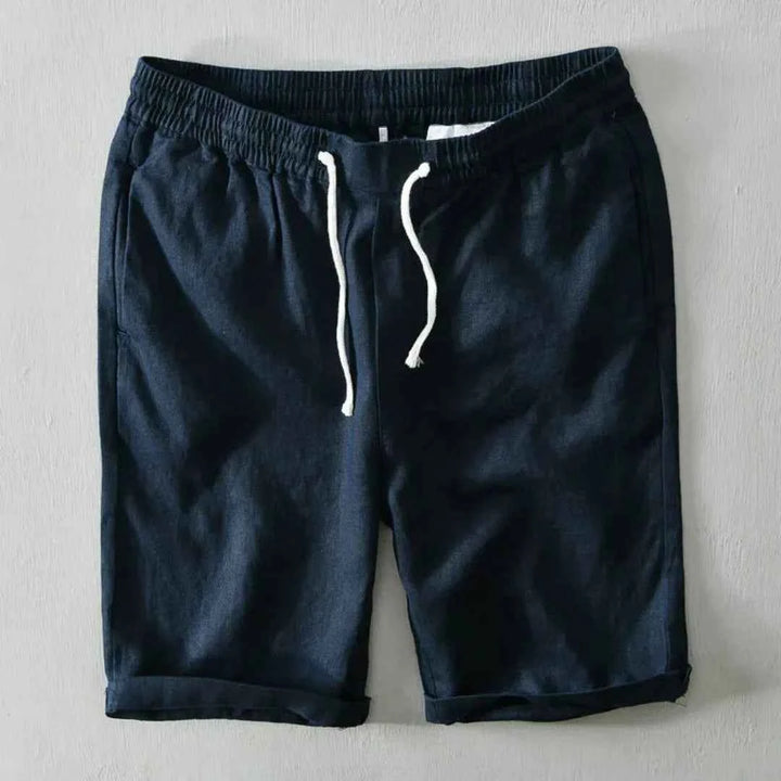 Men's Linen-Blend Drawstring Shorts Blue