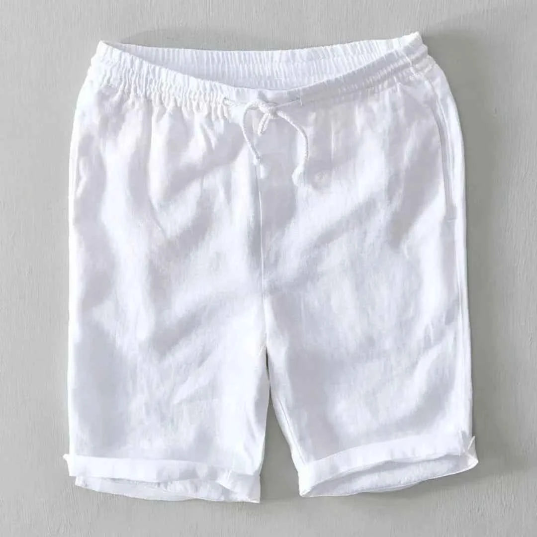 Men's Linen-Blend Drawstring Shorts White