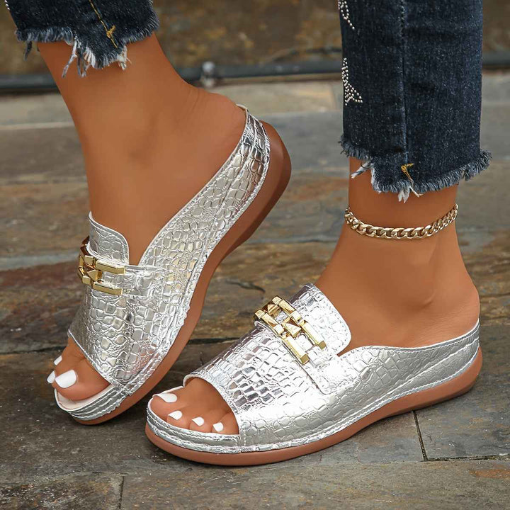 Eli | Elegant Women's Wedge Sandals for Comfort and Style Silver Chain