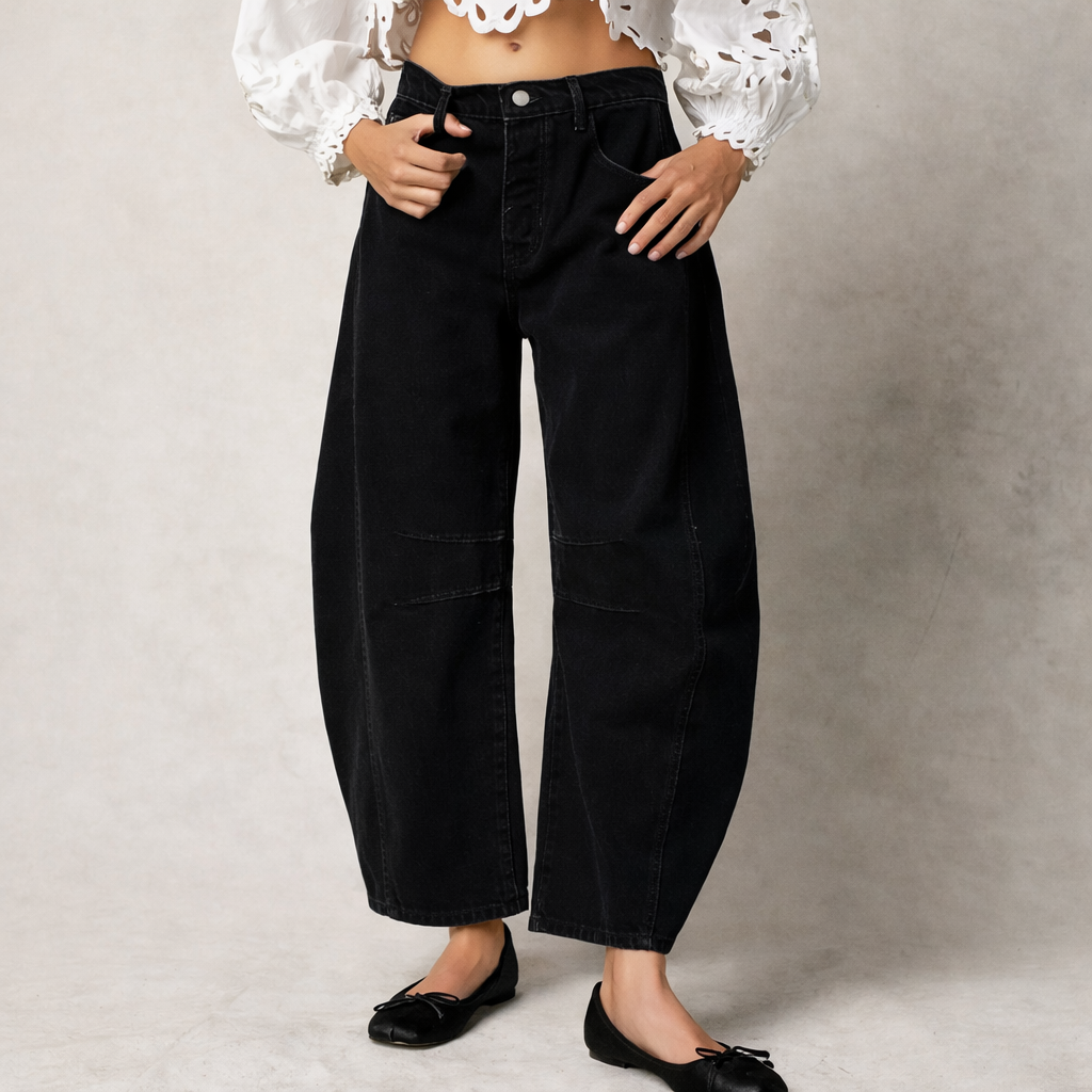 Mae | Trendy Balloon Pants - Comfortable Wide Trousers for Women Black