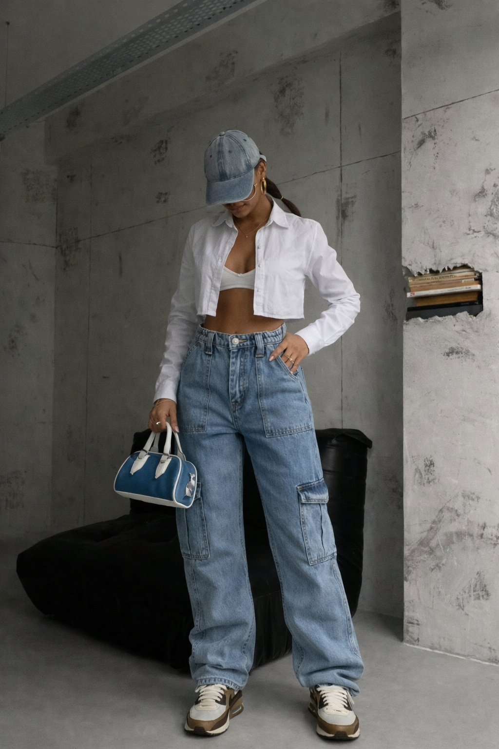 Felda | Women's Low Rise Straight Fit Cargo Jeans with Pockets