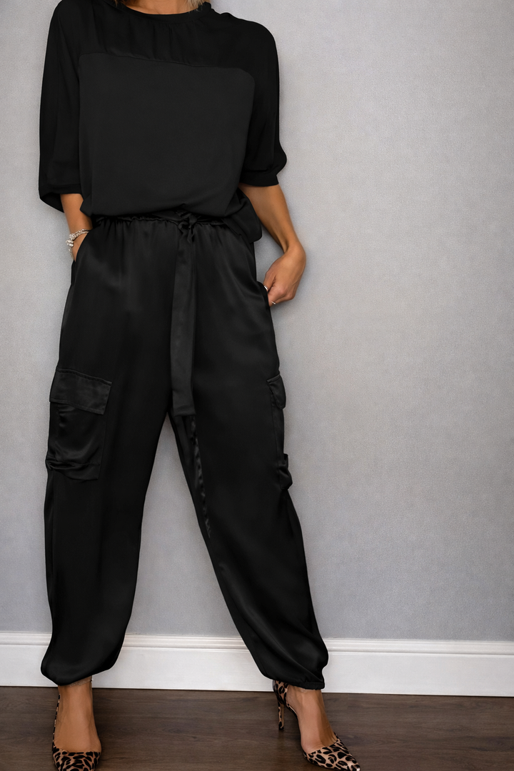 Solei | Women's Stylish Satin Set Black
