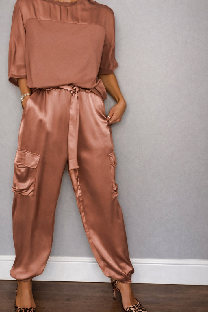 Solei | Women's Stylish Satin Set Brown