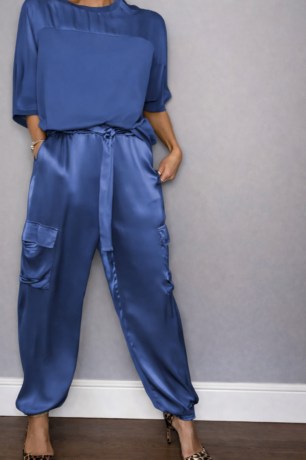 Solei | Women's Stylish Satin Set Blue