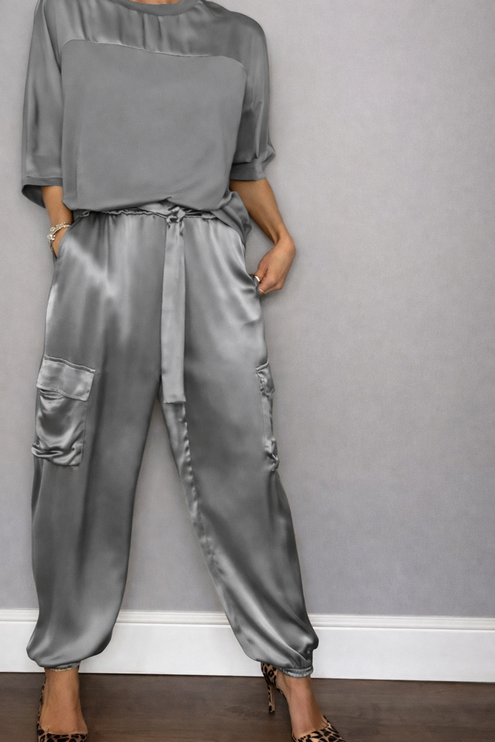 Solei | Women's Stylish Satin Set Gray