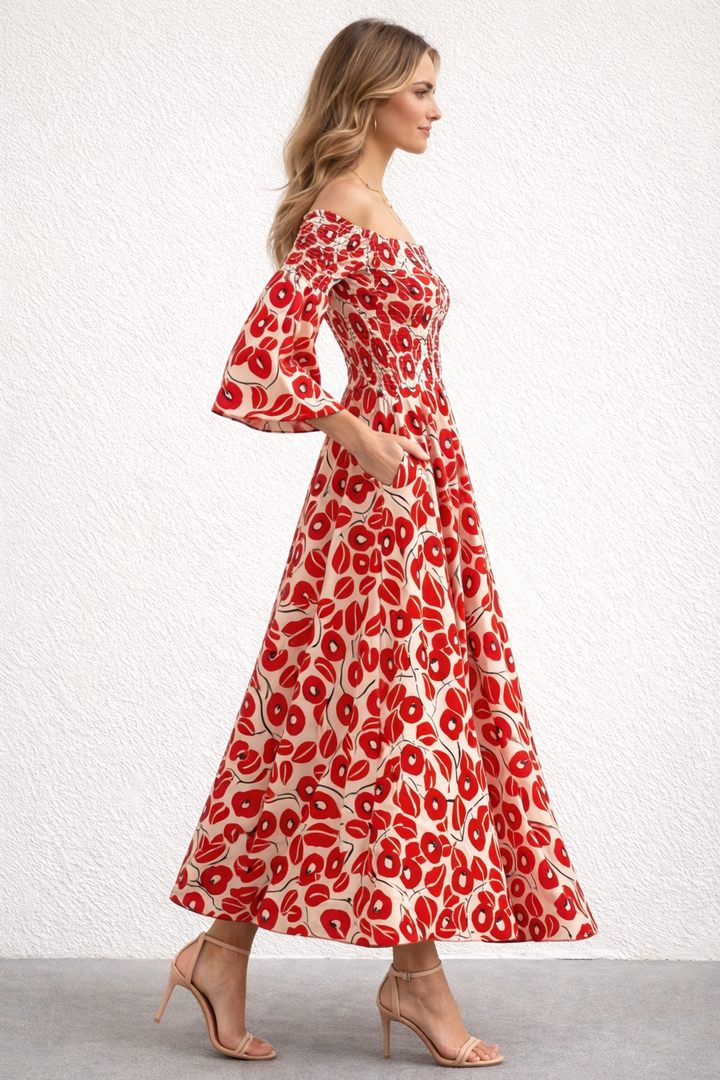 Dela | Women's Airy Floral Print Maxi Dress