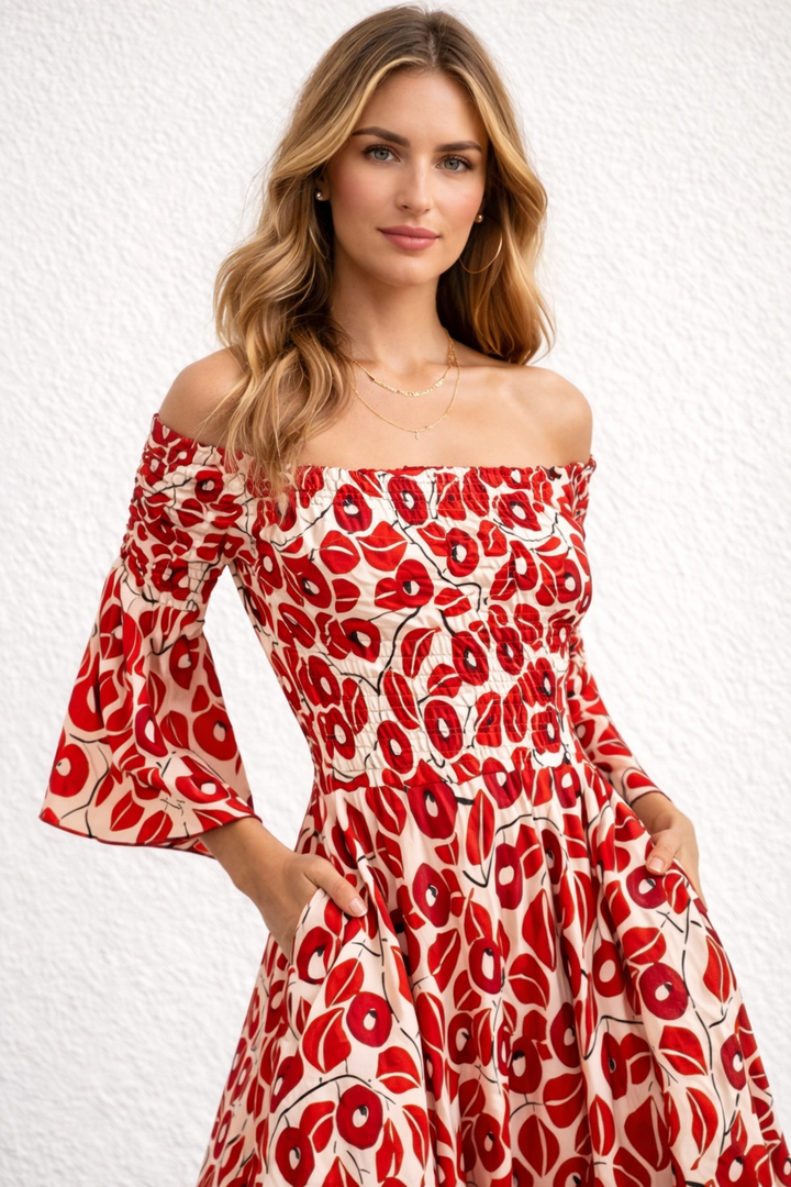 Dela | Women's Airy Floral Print Maxi Dress