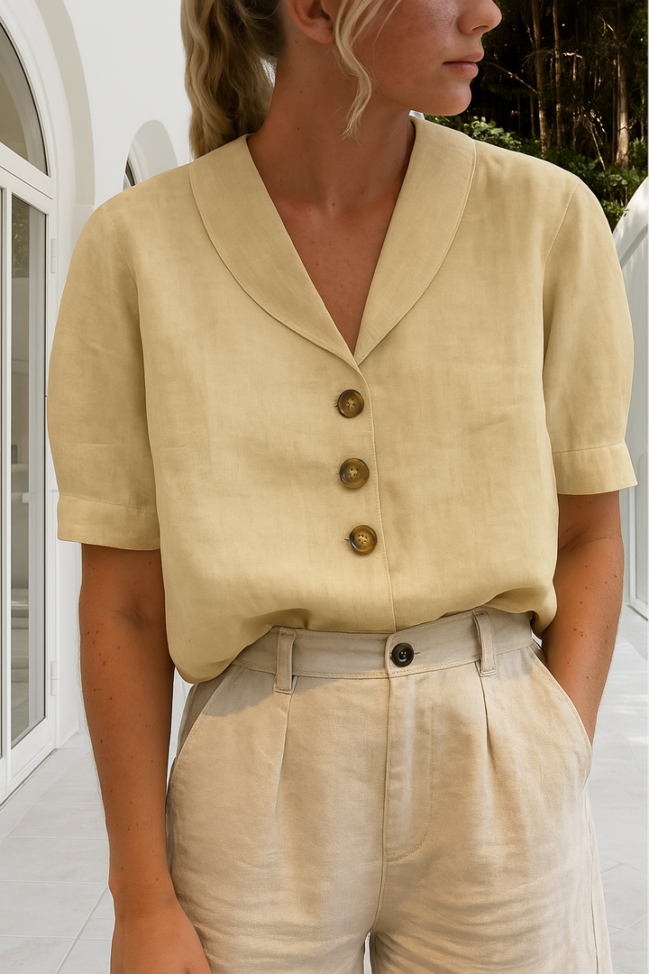 Women's Refined Button-Front Blouse Beige
