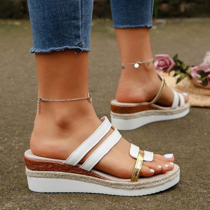 Emily | Women's Stylish Colorblock Wedge Sandals for Summer White