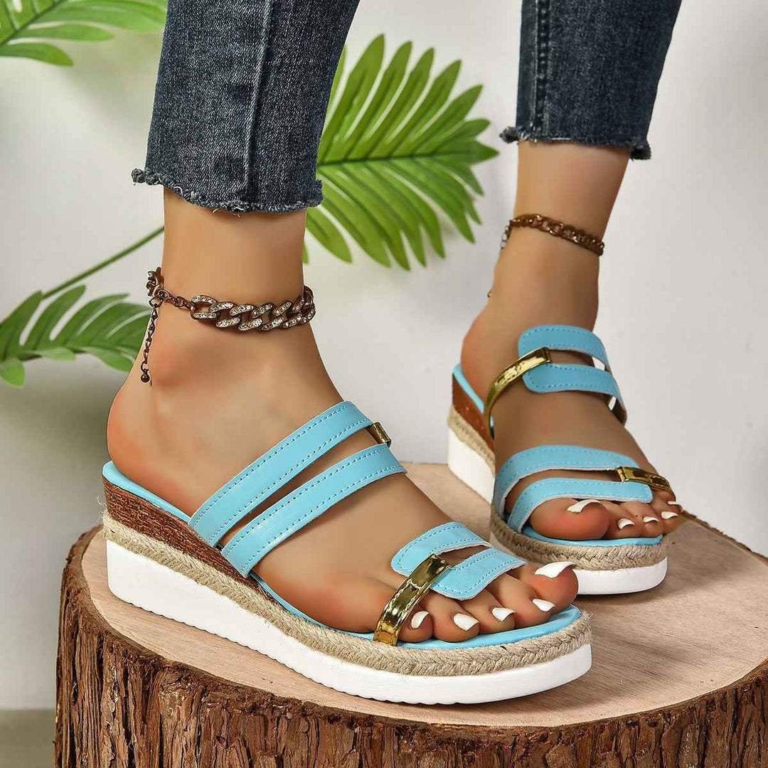 Emily | Women's Stylish Colorblock Wedge Sandals for Summer Sky Blue