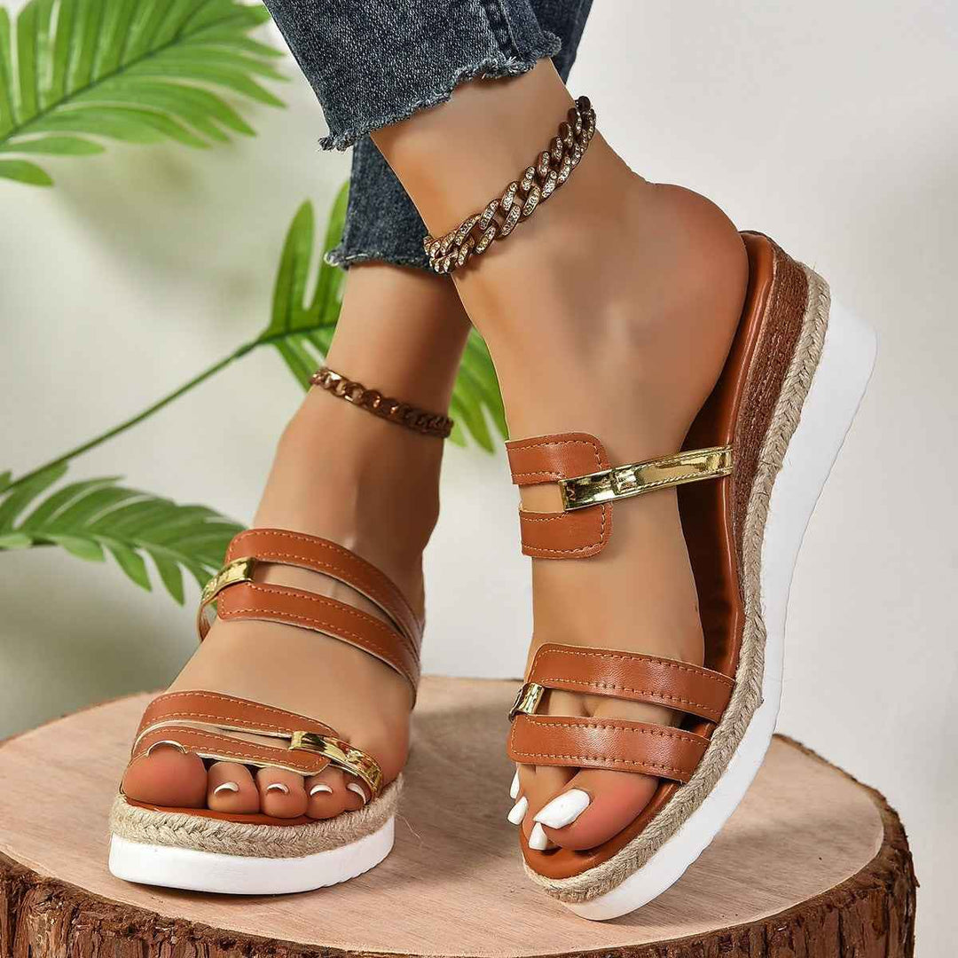 Emily | Women's Stylish Colorblock Wedge Sandals for Summer Brown