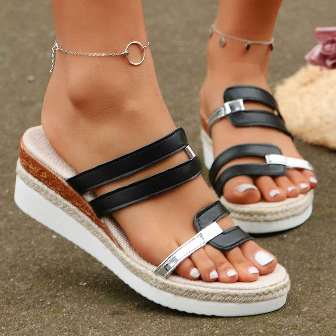 Emily | Women's Stylish Colorblock Wedge Sandals for Summer Black