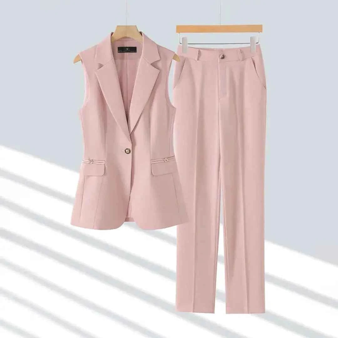 Women's Executive Grace 2-Piece Pantsuit Set Pink