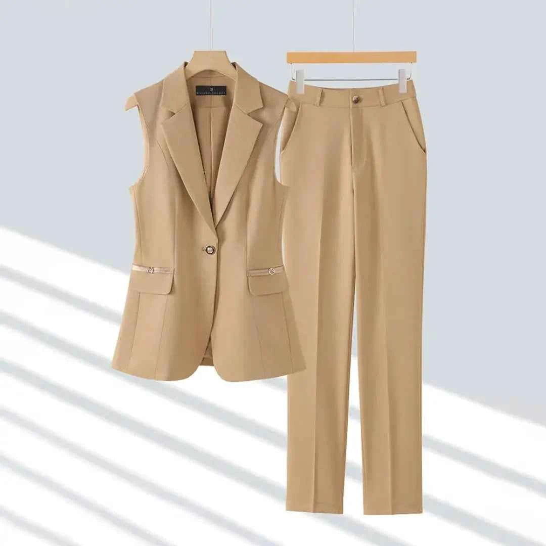 Women's Executive Grace 2-Piece Pantsuit Set Khaki
