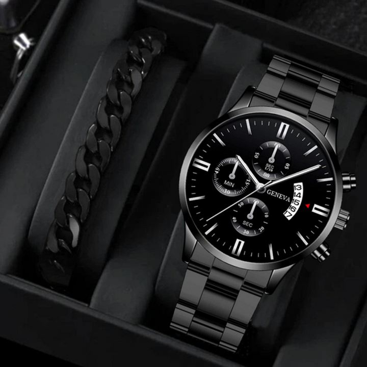 ChronoLink Elegant Watch Set Black