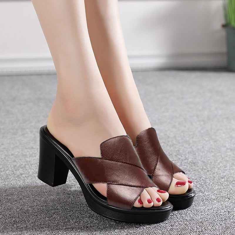Camila | Stylish Chunky Platform High Heel Sandals for Women Red