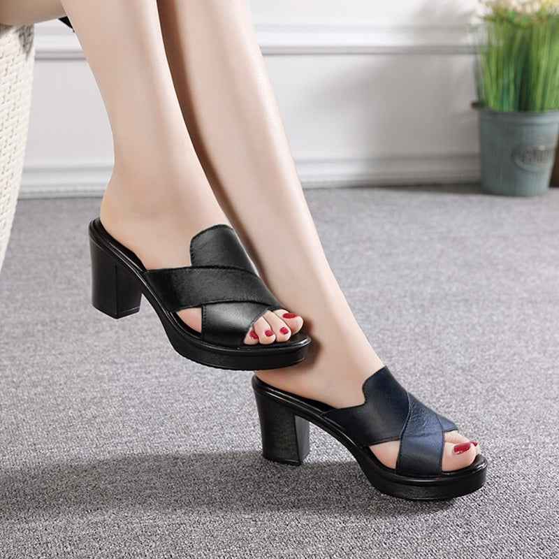 Camila | Stylish Chunky Platform High Heel Sandals for Women Black