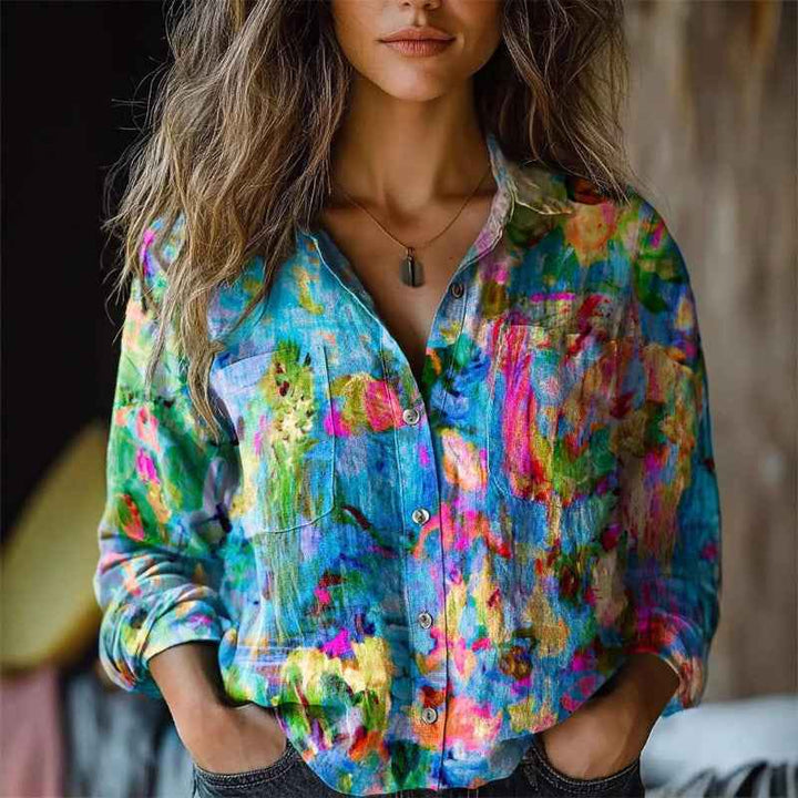 Women's Colorful Blouse with Abstract Print