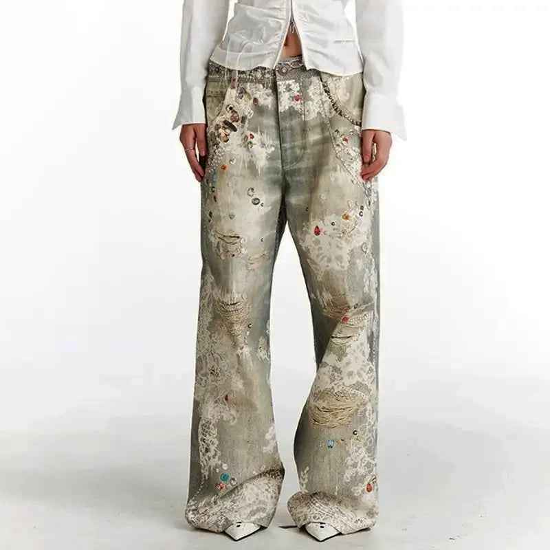 Women's Distressed Art Washed Jeans