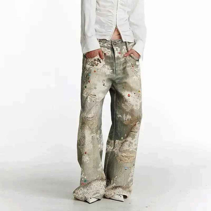 Women's Distressed Art Washed Jeans