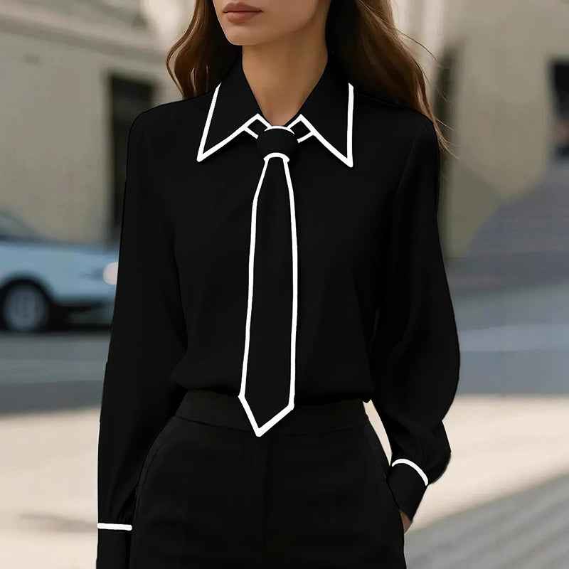 Women's Elegant Blouse with Contrast Tie