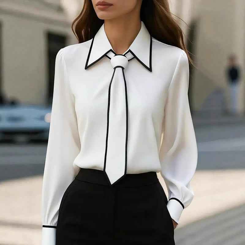Women's Elegant Blouse with Contrast Tie