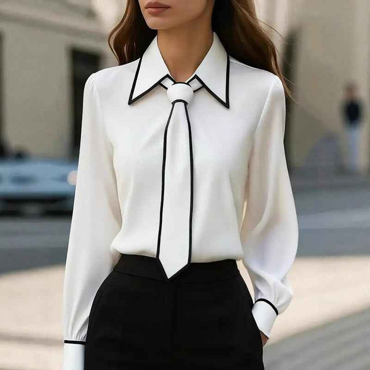 Women's Elegant Blouse with Contrast Tie