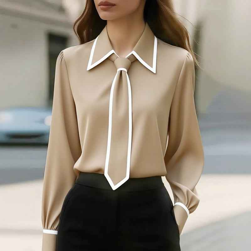 Women's Elegant Blouse with Contrast Tie