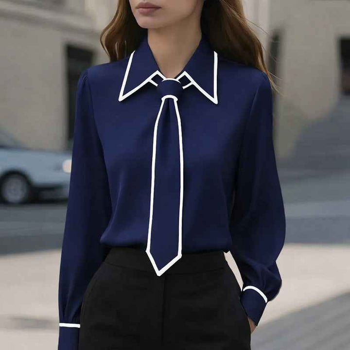 Women's Elegant Blouse with Contrast Tie