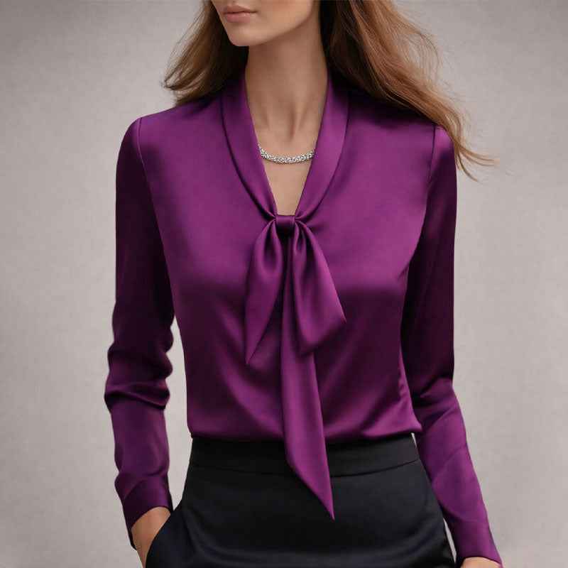 Women's Elegant Bow Tie Neck Blouse