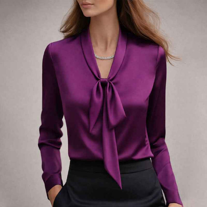 Women's Elegant Bow Tie Neck Blouse