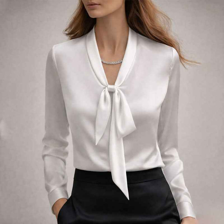 Women's Elegant Bow Tie Neck Blouse