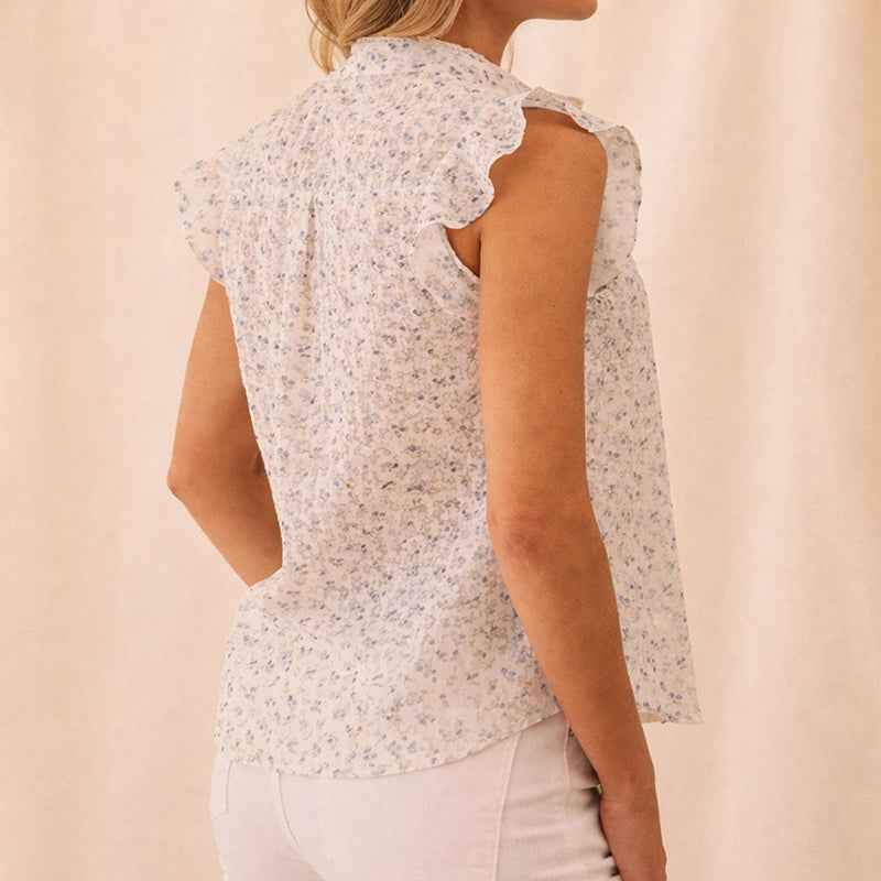 Women's Floral Sleeveless Button-Up Blouse