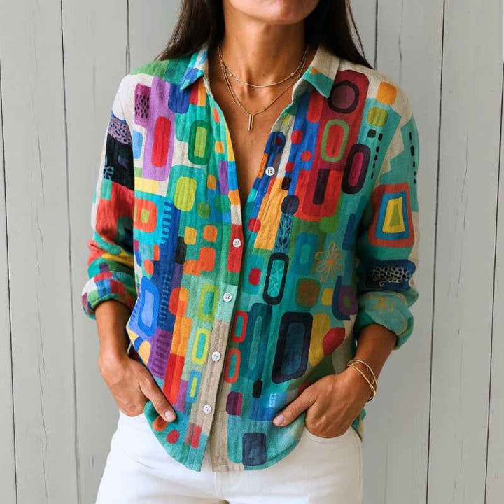 Women's Geometric Multicolor Print Shirt