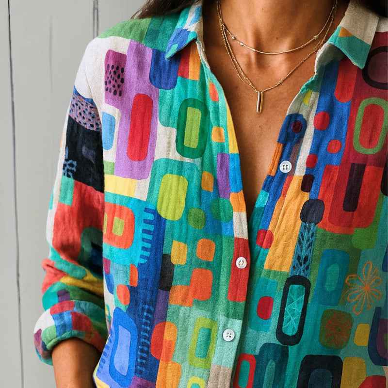 Women's Geometric Multicolor Print Shirt