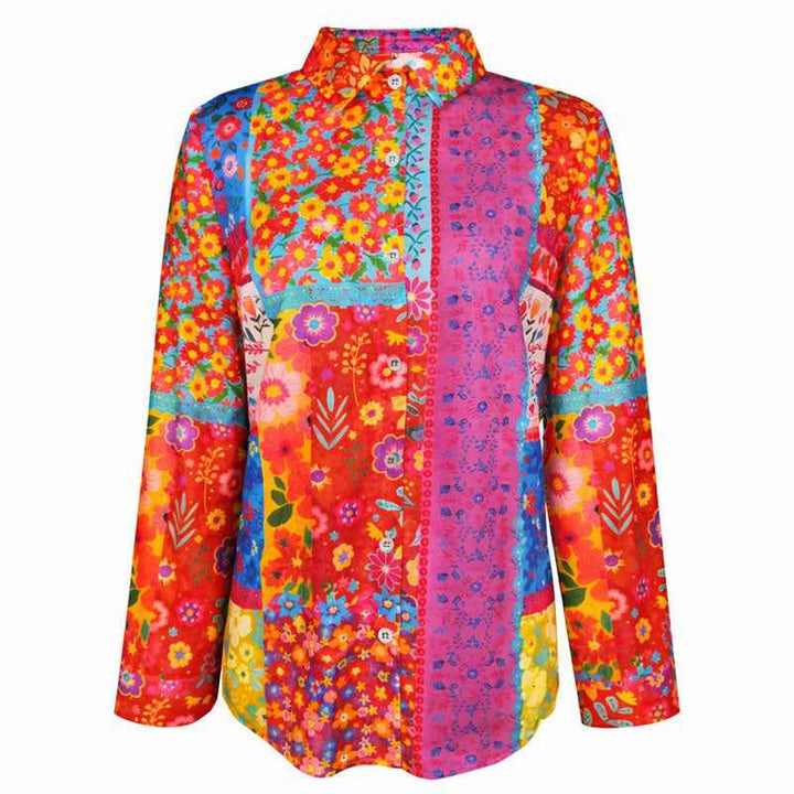 Women's Long Sleeve Floral Patch Shirt
