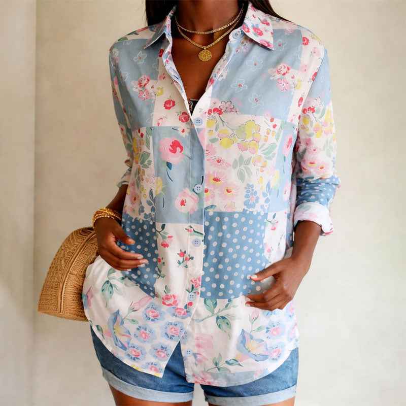 Women's Long Sleeve Floral Patch Shirt