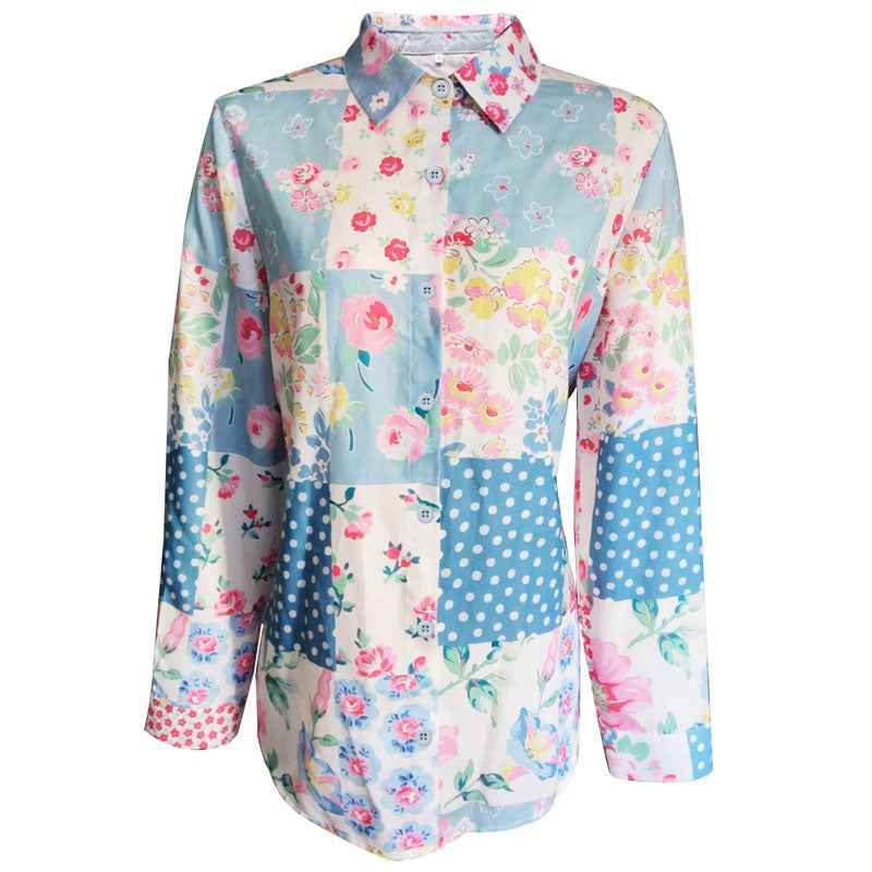 Women's Long Sleeve Floral Patch Shirt