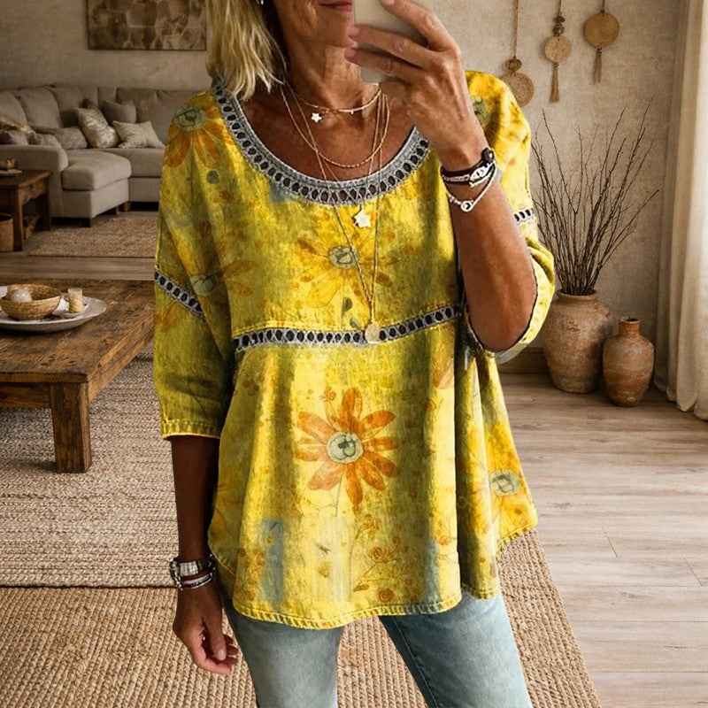 Women's Loose Fit Floral Print Top