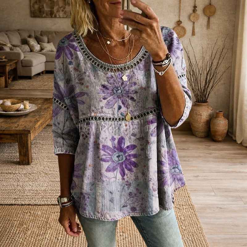 Women's Loose Fit Floral Print Top